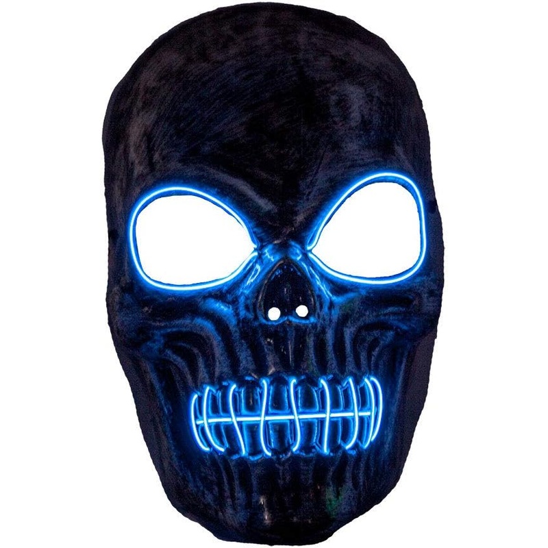 Light Up Blue Skeleton Mask