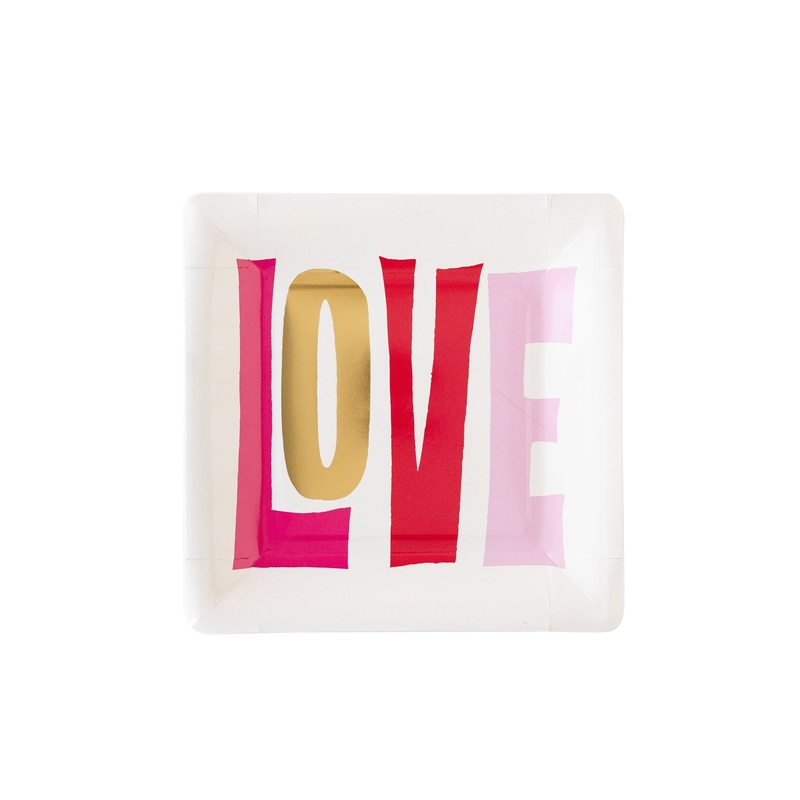 Square Love Paper Plate