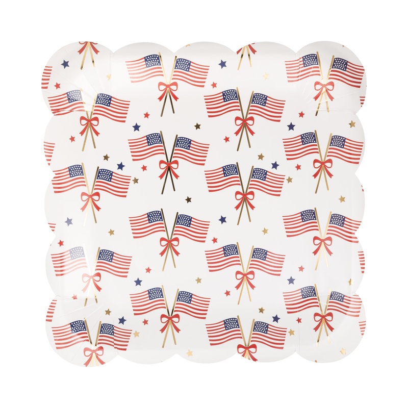 Flags Square Paper Plate (8 ct)