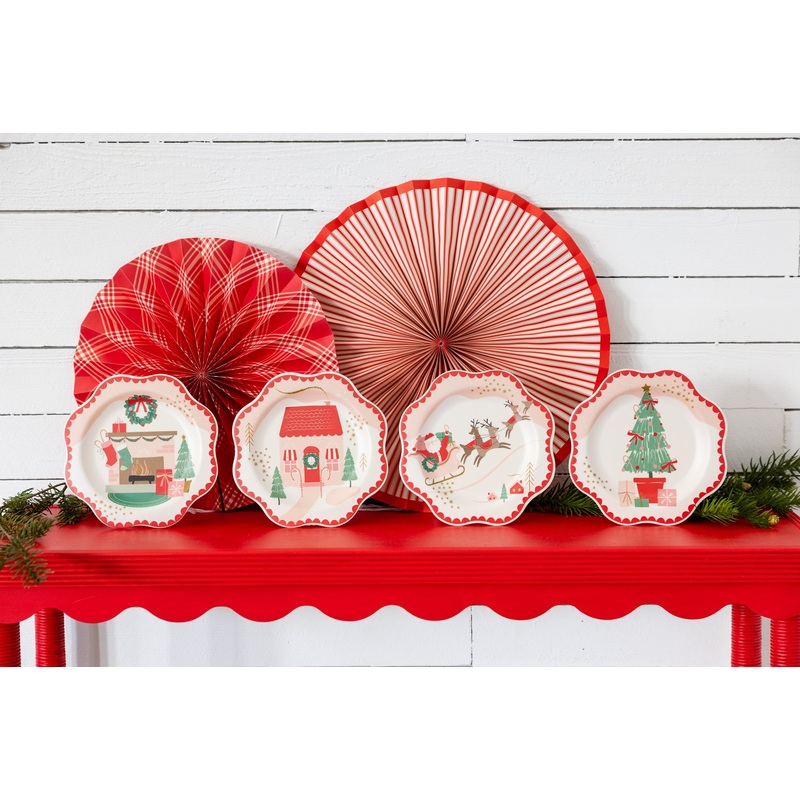 Santa Scenes Bamboo Melamine Plate Set