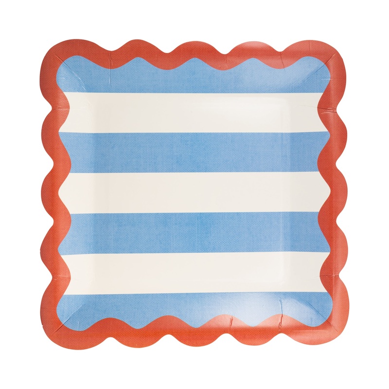Hamptons Stripes 9 Ric Rac Trim Paper Plate