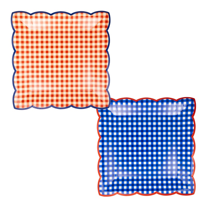 Red & Blue Gingham 9 Paper Plate Set