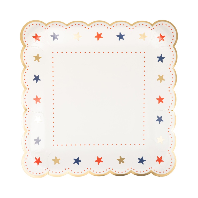 Scallop Star Border Paper Plate (8 ct)