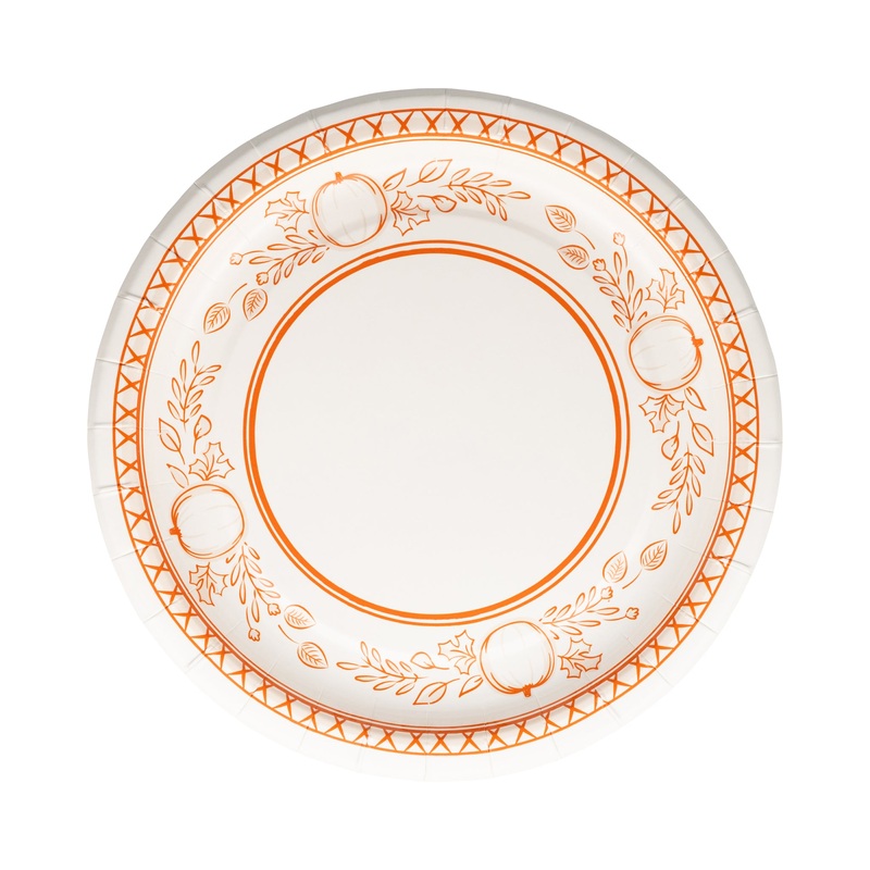 Falloween Pumpkin Round Dessert 8 Paper Plate