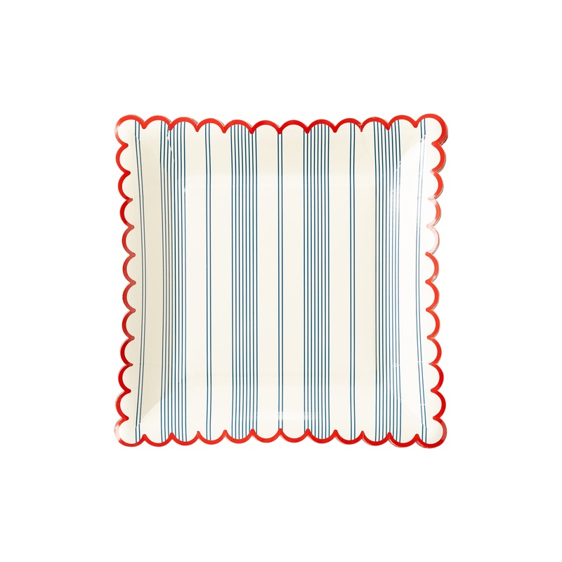 Hamptons Blue Striped Scallop Plates