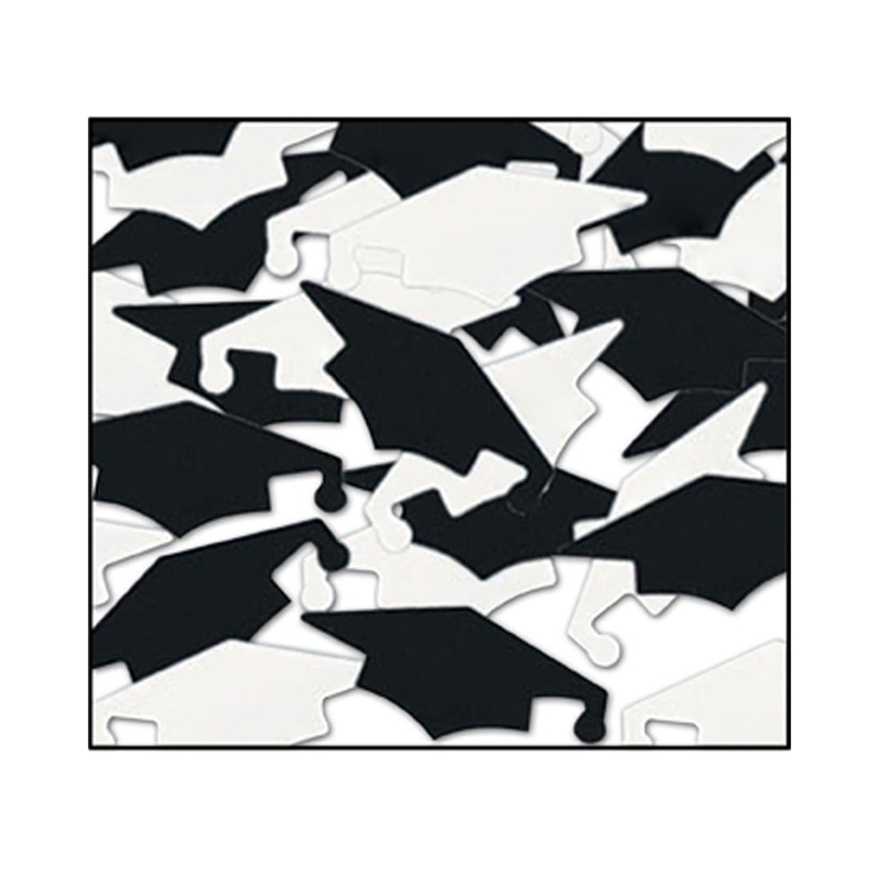 Black and White Graduation Caps Confetti