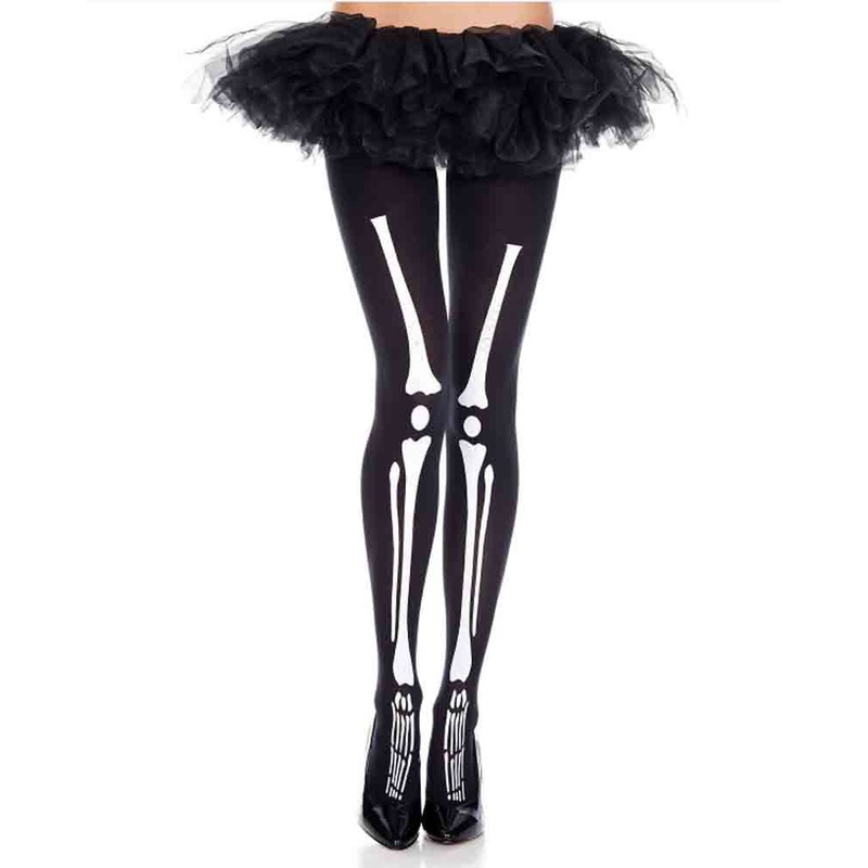 Skeleton Print Tights|One Size