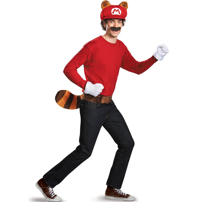 Super Mario Brothers Raccoon Mario Hat Tail Gloves and Moustache Kit