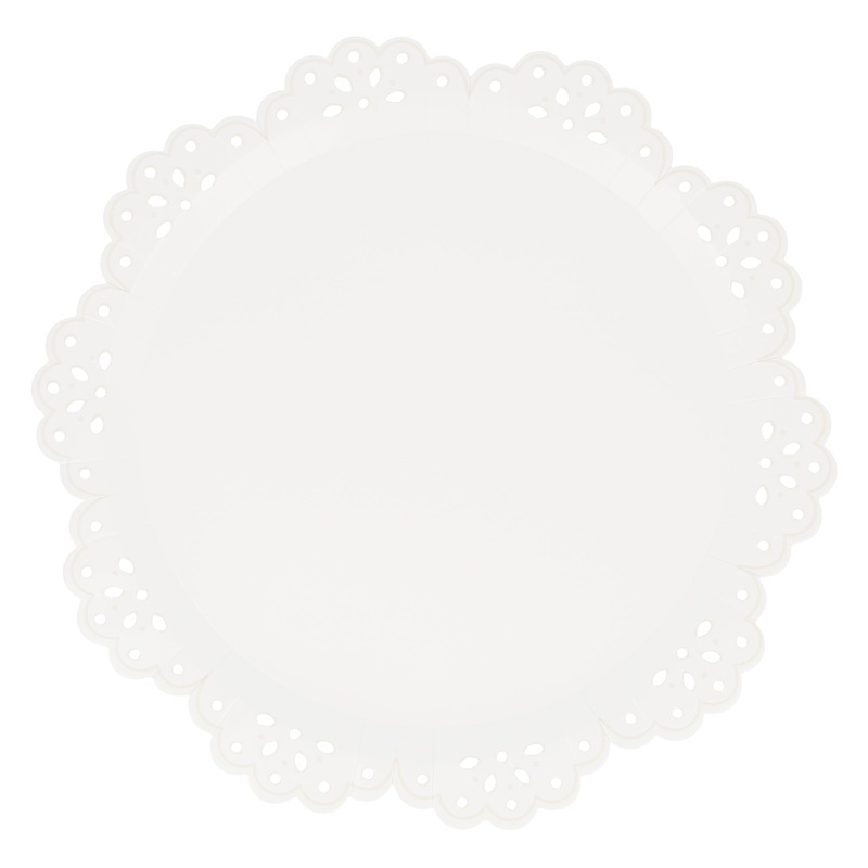 Broderie Anglaise Lace White Dinner Plates (x 8)