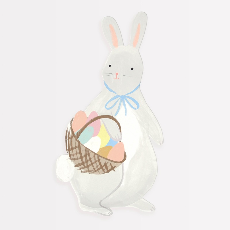Bunny With Basket Plates (x 8)