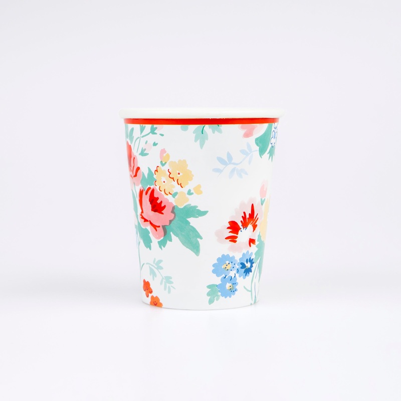 Vintage Floral Cups (x 8)