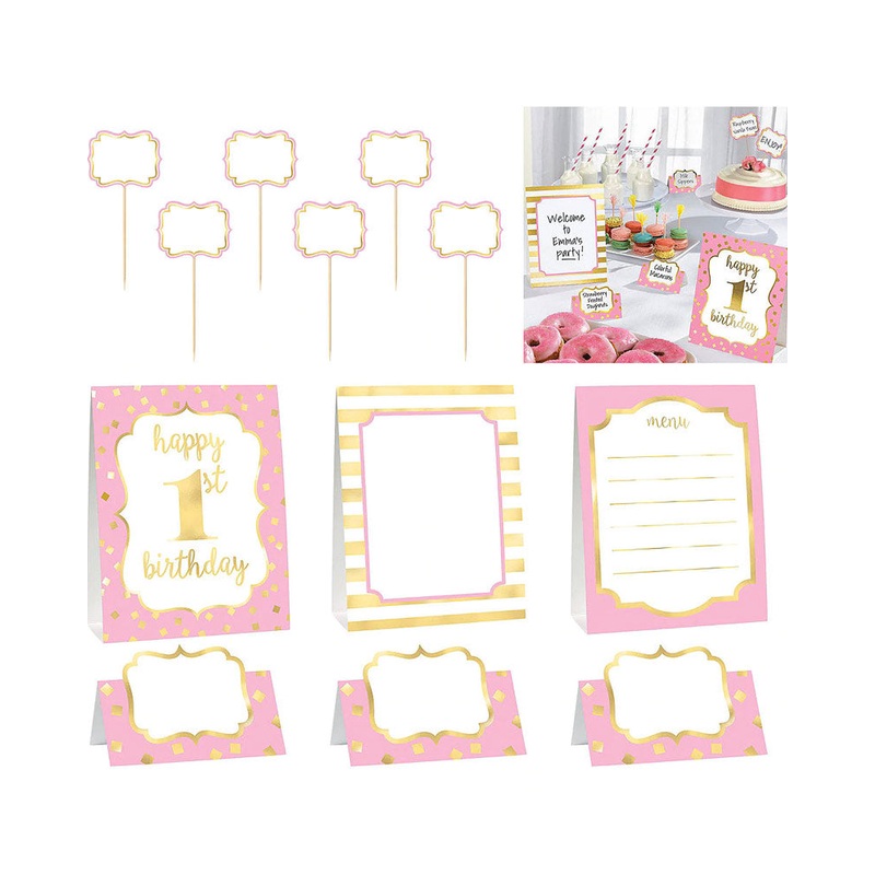1st Birthday Girl Buffet Decorating Kit Pack of 12