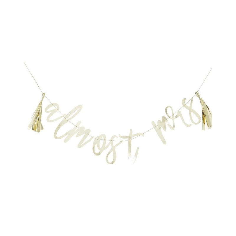 Botanical Hen Party Gold Almost Mrs Scripted Bunting