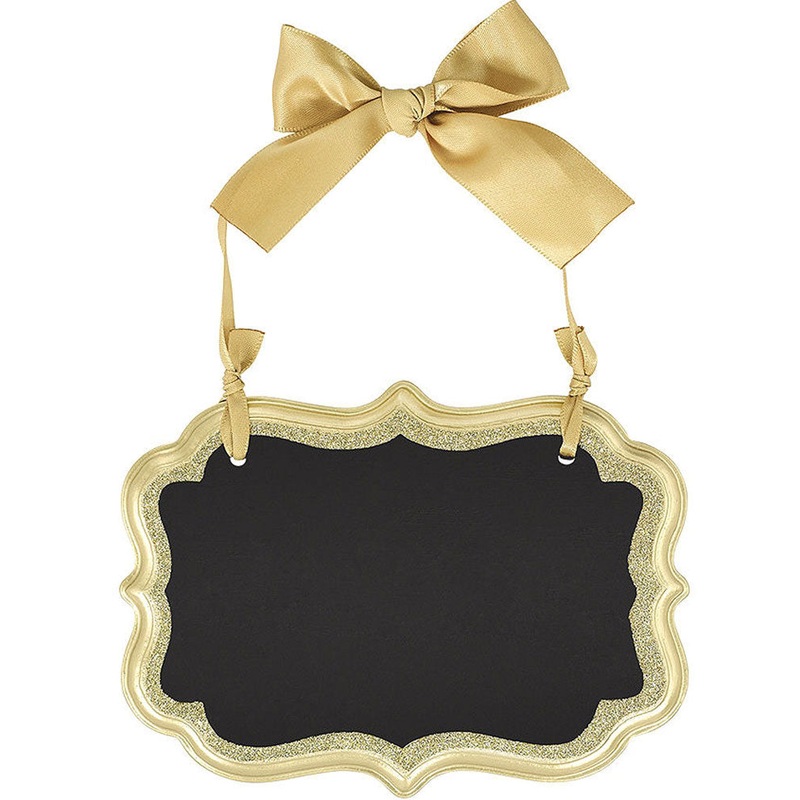 Christmas Gold Glitter and Bow Small Chalkboard Sign