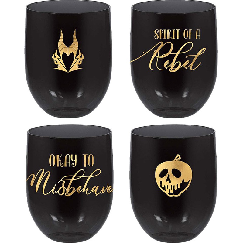 Disney Villains Stemless Drinking Glasses Pack of 4