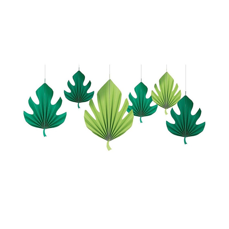 Palm Leaf Shaped Fan Decorations Pack of 6