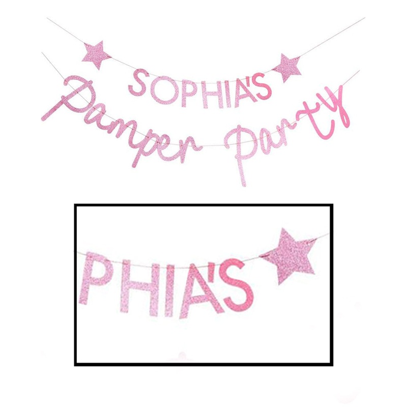 Pamper Party Pink Glitter Customisable Pamper Party Bunting 2.5m