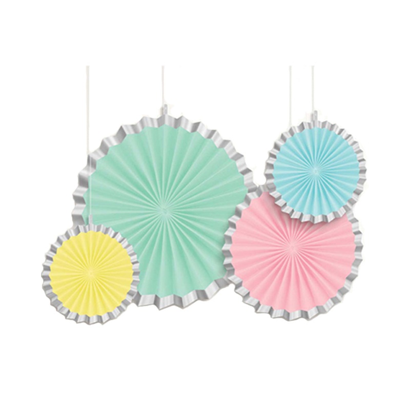 Pretty Pastels Fan Hanging Decorations Pack of 4