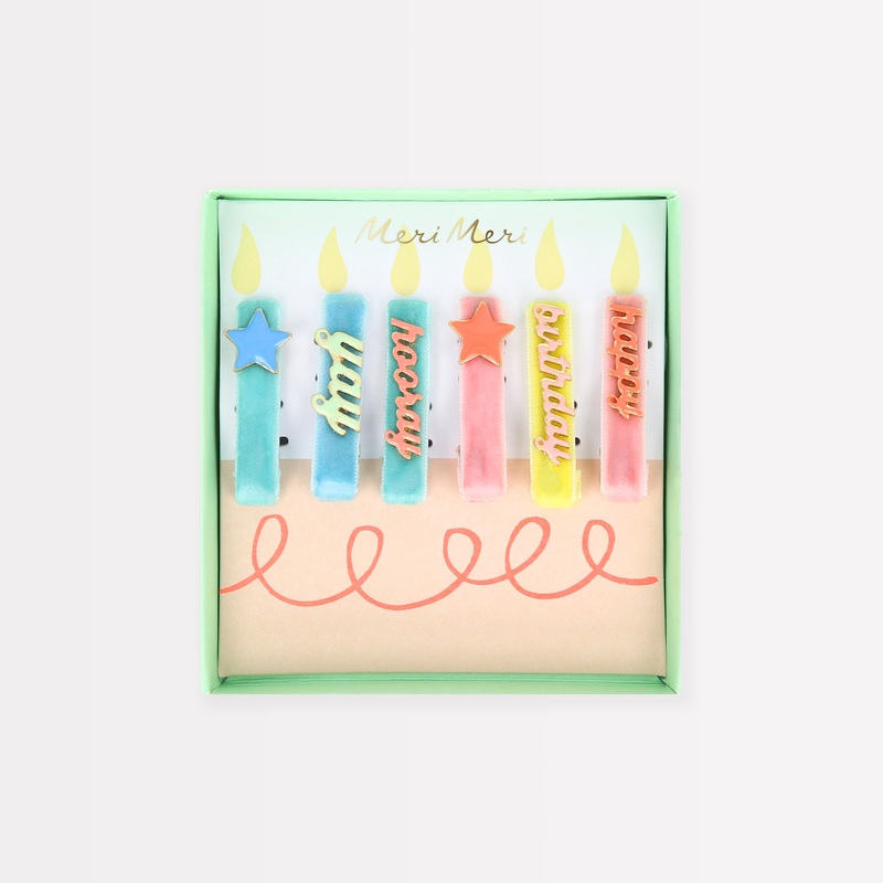 Happy Birthday Enamel Hair Clips (x 6)