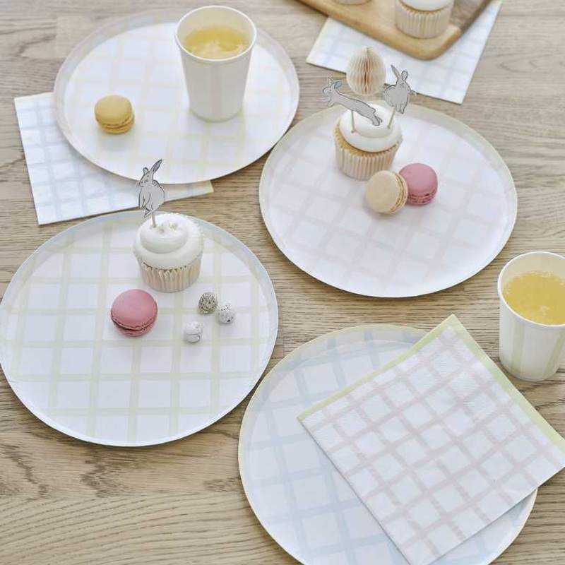 Hop Hop Hooray Gingham 23cm Plates Pack of 8