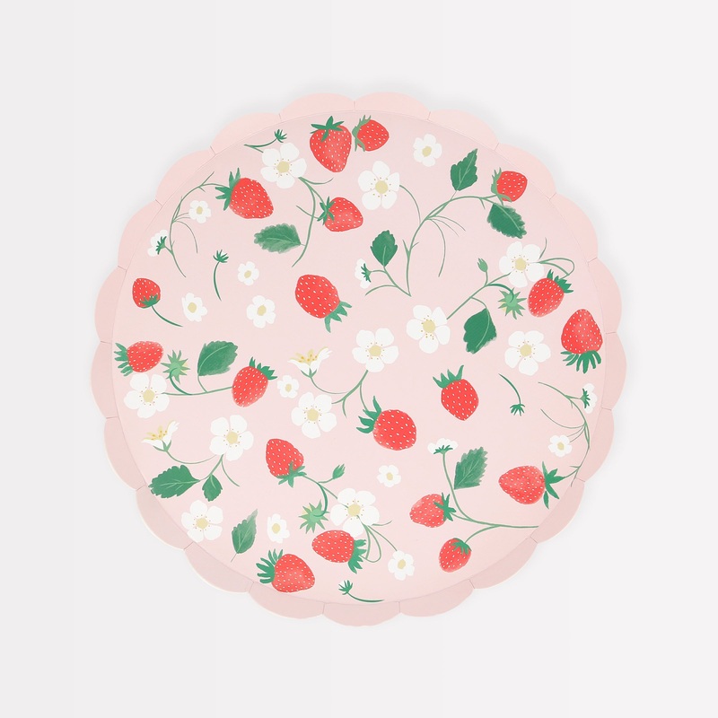 Strawberry Pattern Side Plates (x 8)