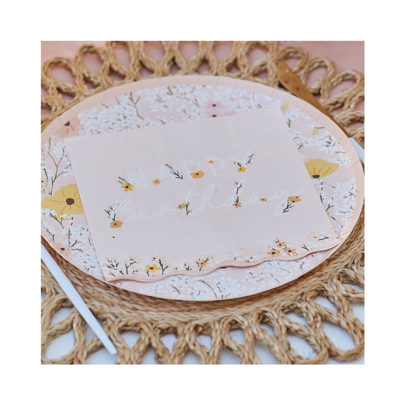Birthday Bloom Floral Birthday Napkins Pack of 16