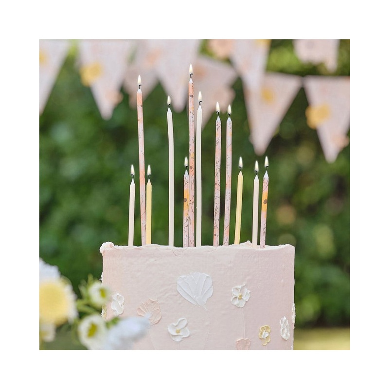 Birthday Bloom Floral Candles Pack of 12