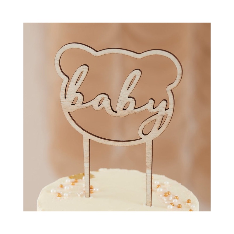 Teddy Bear Wooden Cake Topper