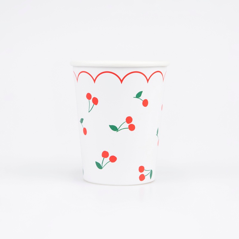 Cherry Pattern Cups (x 8)