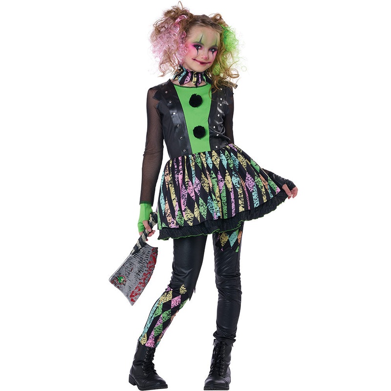 Crazy Carnival Clown Girls Halloween Costume