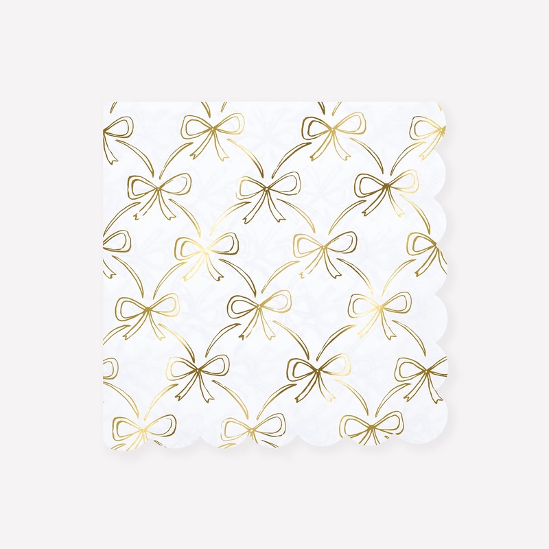 Gold Bow Large Napkins (x 16)