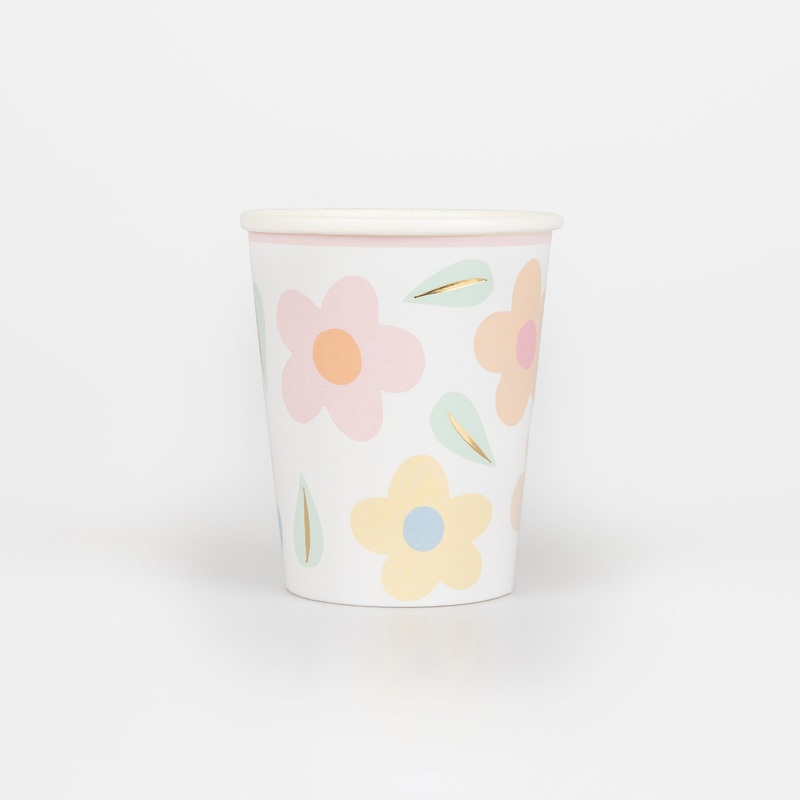 Happy Flowers Cups (x 8)