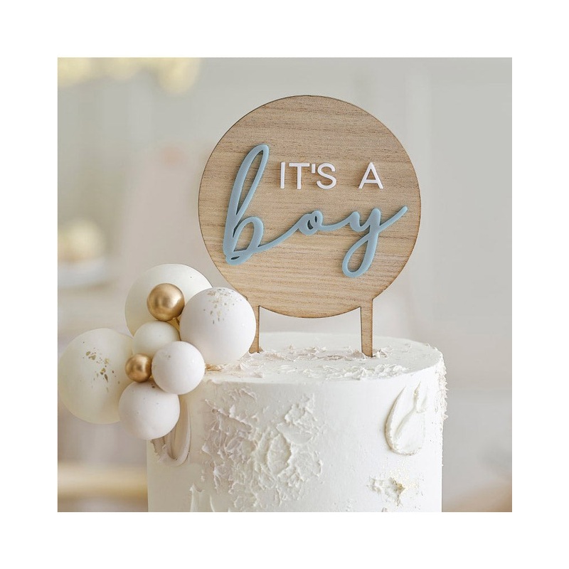Teddy Bear Its a Boy Wooden Cake Topper