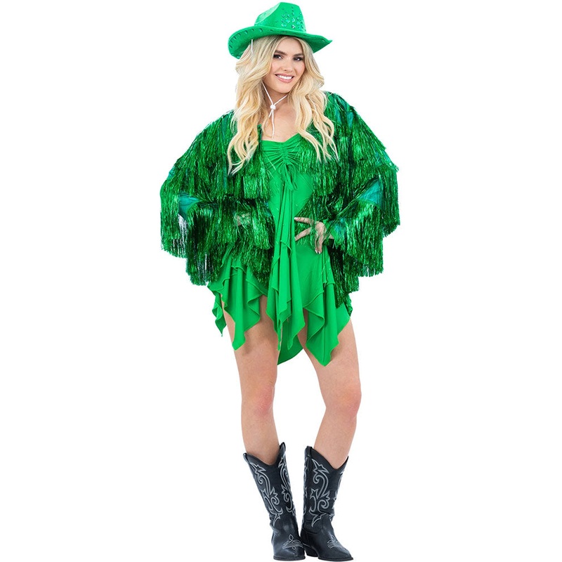 70s Green Tinsel Festival Womens Jacket