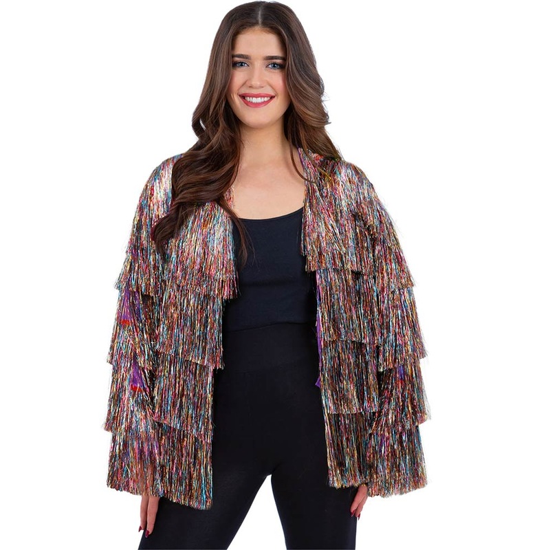 70s Rainbow Tinsel Festival Womens Jacket
