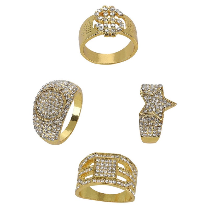 90s Gold and Diamond Bling Rings