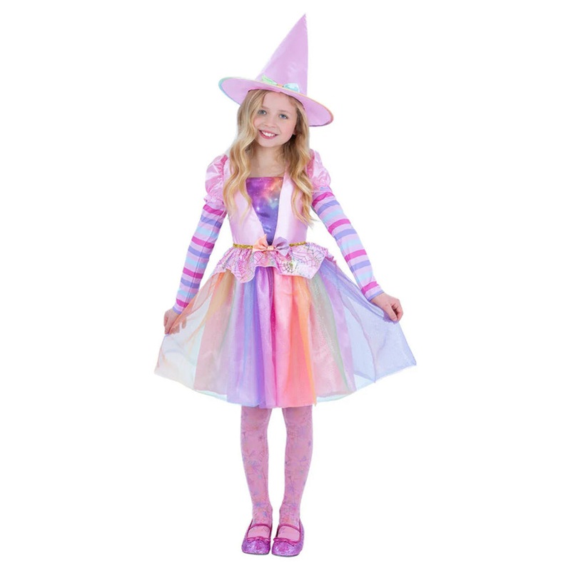 Rainbow Pastel Witch Deluxe Girls Halloween Costume
