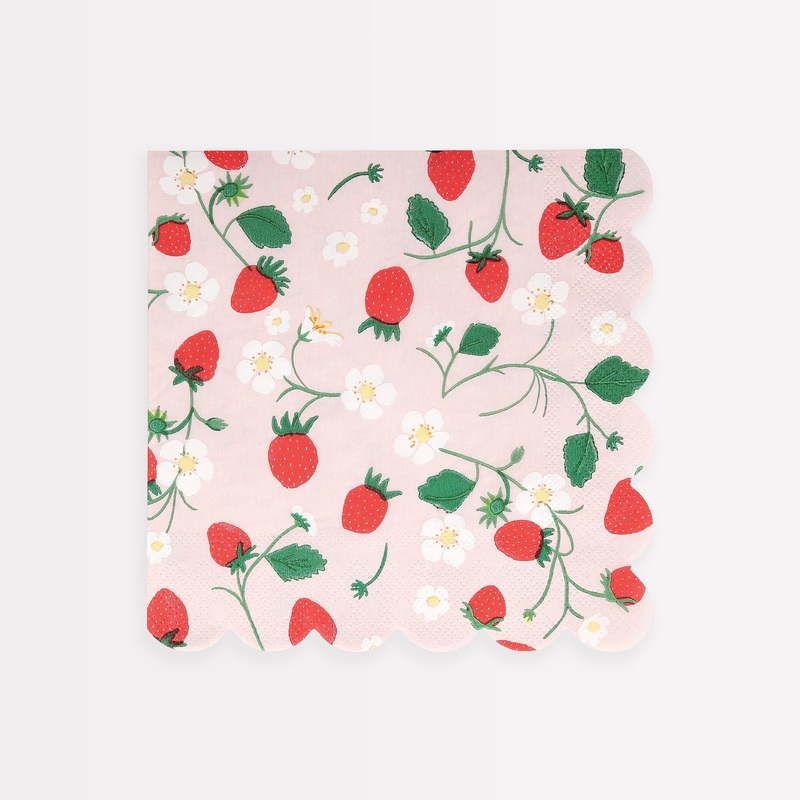 Strawberry Pattern Large Napkins (x 16)