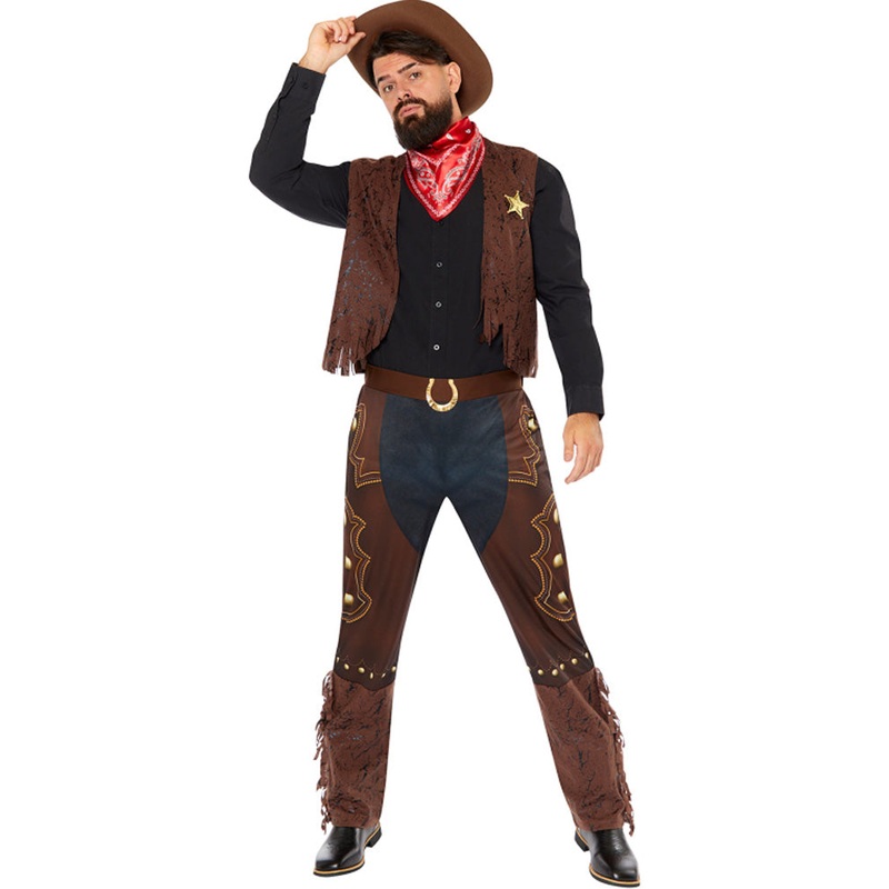 Western Cowboy Mens Costume|Large|Medium|Small|Extra Large