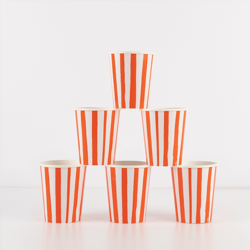 Red Stripe Cups (x 8)