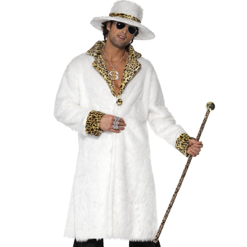 White Pimp Coat Mens Costume|Medium
