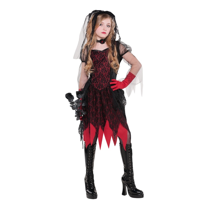 Girls Zombie Bride Halloween Deadly Wedding Costume