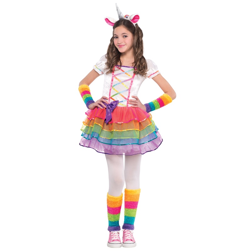 Rainbow Unicorn Girls Costume|8-10 Years