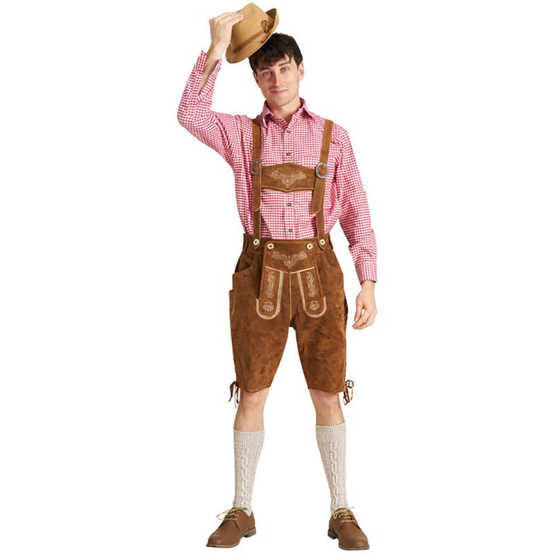 Sven Authentic Oktoberfest Leather Lederhosen Mens Costume