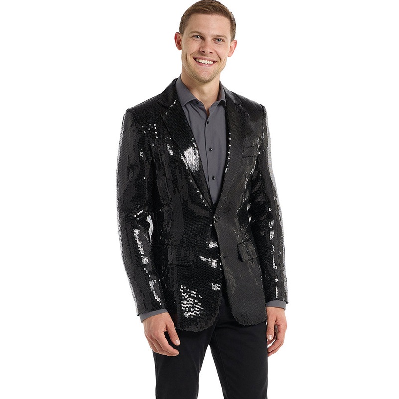 70s Sequins Black Mens Suitmeister Jacket