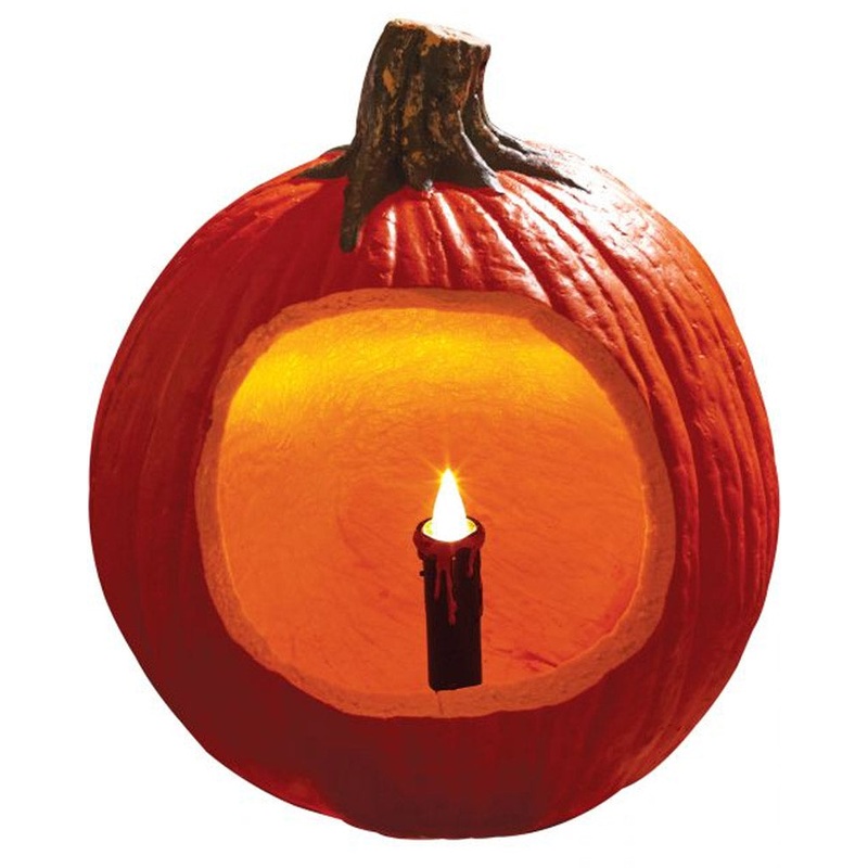 Black LED Flicker Pumpkin Candle 8cm