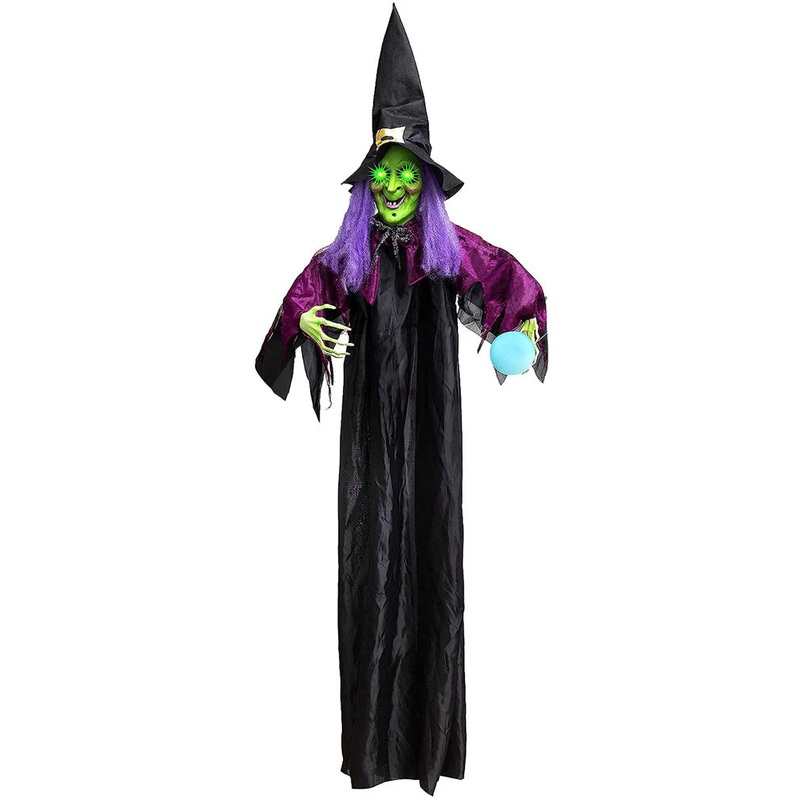 Halloween Hanging Animated LED Witch With Magic Ball 2m
