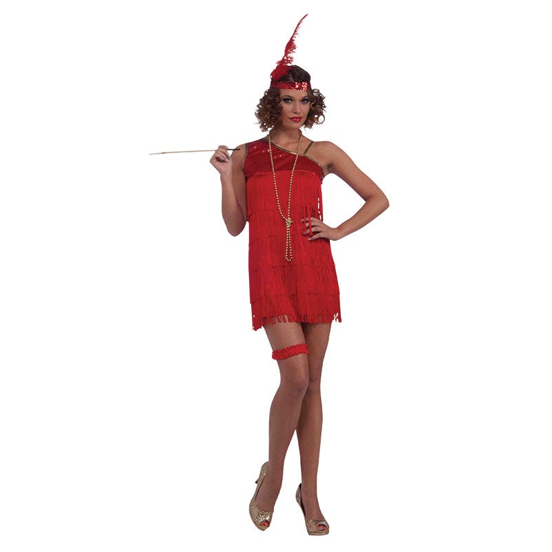 20s Red Flapper Costume Roaring Twenties Outfit