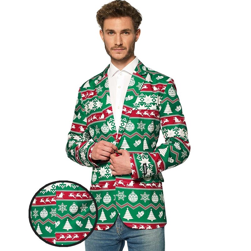 Christmas Green Nordic Mens Suitmeister Jacket