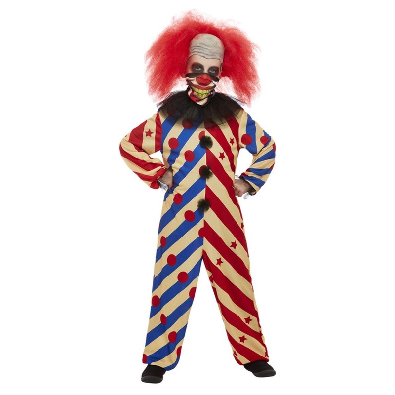 Creepy Red and Blue Clown Boys Halloween Costume